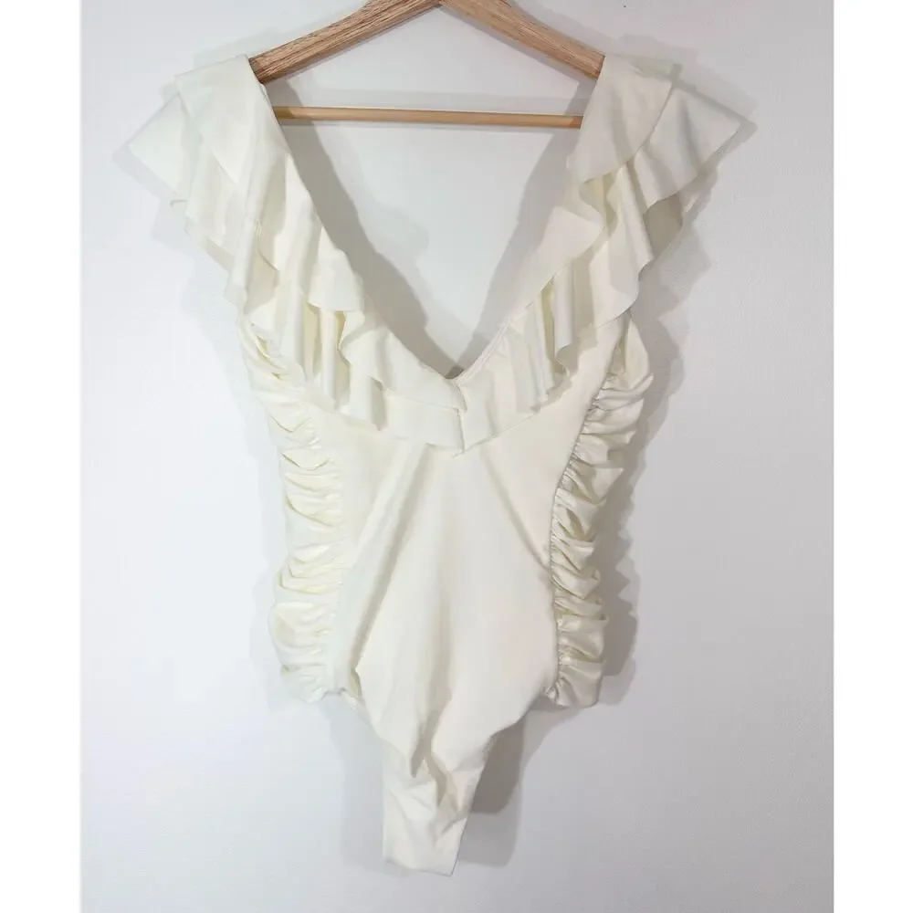 NWT Devon Windsor Bonnie Full Piece‎ Swimsuit | Off White Cream Ivory | SZ S - Picture 4 of 11